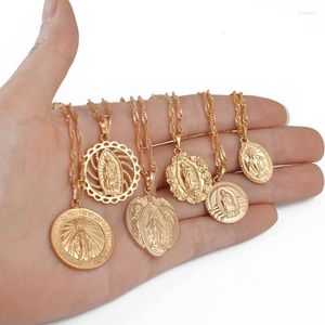 Pendant Necklaces Anniyo Virgin Mary For Women Girls Rose Gold Catholic Church Jewelry Ornaments #013304Pendant Morr22