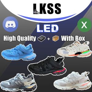 LKSS Track LED Tracks 3.0 Spor Sneakers Kadın Platform Ayakkabı Mens Trainers Lüks Hoodie Tess.S. Gomma deri tüm siyahlar beyaz naylon baskılı