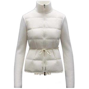 Parka da uomo Design a righe quadrate Piumino da donna Colletto alla coreana Ritrazione in vita Giacca in maglia Distintivo per braccio Cappotto caldo da donna Taglia S - l