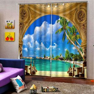 Curtain Modern Blackout Curtains 3D Roman Living Room Bedroom Blue Sky White Clouds Drapes