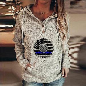 Kadın Hoodies Cash Long Sleeve Düğmesi Pocket Pullover Üstleri Aşağı Te Sweatshirts Kadın