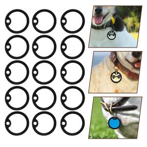 Dog Collars 15pcs Professional ID Tag Silencers Silicone Dogtag Useful Mute Circle For Pet Cat (Black) Tags