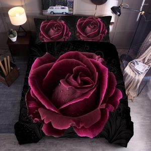 Bettwäsche-Sets 3D-Rosen-Hochzeits-Bettwäsche-Set, Druck, Lila, Rot, Blau, Blume, Heimtextilien für doppelte Qualität