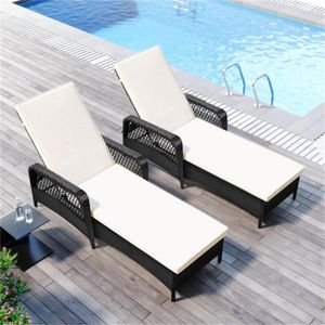 Camp Furniture Outdoor Korbstuhl Sonnenverstellbare Rückenlehne (2 Sets) Chaiselongues
