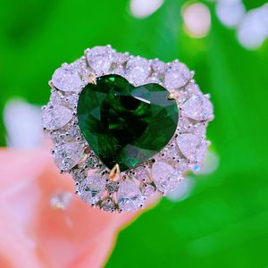 Heart Emerald Diamond Ring 925 Sterling silver Engagement Wedding Band Rings for Women Bridal Promise Party Jewelry Gift