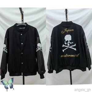 Mastermind Japan Giacche da uomo Mastermind Japan Ricamo Teschio Do Old Damage Design Manica in pelle Mmj Button Jacket 5 2OD1