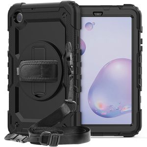 Twarda okładka pancerza Pasek Ręczny Pasek na ramię 360 Rotatable Kick-Stand Case Ochrona dla Samsung Galaxy Tab A 8.4 2020 Tablet Model SM-T307 / SM-T307U