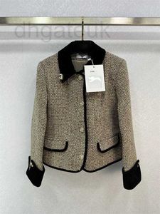 Giacche da donna firmate 23 Autunno/Inverno Nuovo A Small Fragrance Style Versatile polo in tessuto a contrasto Cappotto monopetto in tweed N2G2