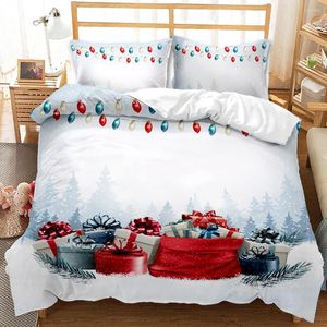 Bettwäsche-Sets, superweich, bequem, 3D-Set, Frohe Weihnachten, reaktiver Druck, Bettdecke, King-Size-Bettbezug, Merry Bed