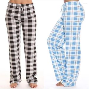 Damennachtwäsche 2024 Frühling Herbst Harajuku Plaid Hosen Frauen Übergröße Breite Beinhose Weiblicher koreanischer Stil Mode Hohe Taille Kariert