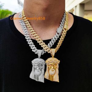 Gorąca sprzedaż Diamond 925 Srebrny srebrny mężczyźni moda biżuteria hip -hopowa lodowana niestandardowa kreskówka Moissanite Jezus Naszyjnik