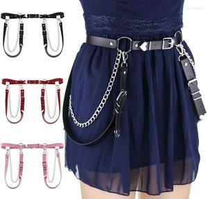 أحزمة Decopunk Punk Goth Heart Leather Harness Counter Hourse Chain Necklace with Fashion Girls Halloween Festival Jewelry