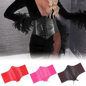 Belts Women PU Leather Lace Up Elastic Band Waist Belt Corset Waistband