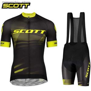 Cykeltröja sätter Scott Cycling Jersey Set Summer Cycling Clothing Mtb Maillot Breatab Road Bike Uniforme Ropa Ciclismo Men Bicyc Jerseys Q231107