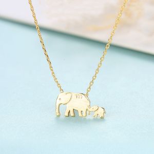 Designer Plated 18k Gold Elephant S925 Silver Pendant Necklace Fashion Cute Animal Women Necklace Good Luck Wishing Collar Chain Couple Jewelry Gift