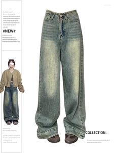 Kvinnors jeans vintage baggy hög midja denim byxor koreanska emo 2000 -tal y2k harajuku 90s estetiska överdimensionerade byxor trashy kläder