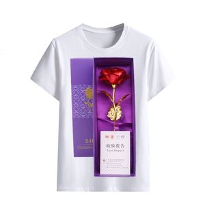 Męskie tshirty sztuczne kwiaty 24K Gold Rose With Box Rok Walentynki 27s Day Prezent Folia Dekor Home Decor Fake Roses 230404