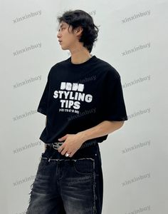 Xinxinbuy Men Designer Tee T Shirt 23ss Paris نصائح التصميم الحرة طباعة قصيرة الأكمام من القطن نساء أسود أبيض أزرق رمادي XS-2XL