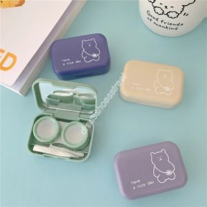 Stuff Sacks Portable Small Backpack Bear Eye Contacts with Mirror Contact Lens Case Colored Lenses Container Box for Party Travel Set