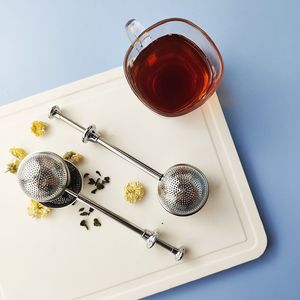 Teesieb Ball Push Teas Infuser Loose Leaf Kräuterteelöffel Siebe Filter Diffusor Home Kitchen Bar Drinkware Edelstahl dh981