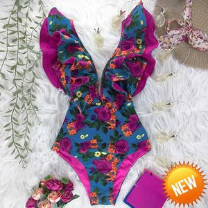 2023 NOWA DRUKOWANIE SKWARTOWE DEK WSKAZÓWKA SKWISUS SWOMUSU PUSH UP One Piece Swimsuit Beach Zużycie Backless Monokini