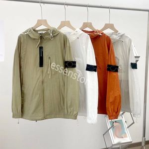 Designer stone pocket jackets island jacket long sleeve zipper Badges men tshirt casual coat windbreaker embrodiery mens shirts orange green autumn coats m-2xl