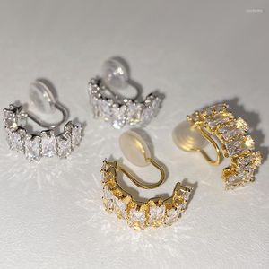 Ryggar örhängen koreanska glänsande kristall c-formad öron manschett guld utan piercing klipp för kvinnor falska brosk bröllop smycken
