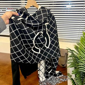 Preto branco design vintage cachecol moda nova marca presente cachecol natal acessórios de moda feminino inverno quente estilo confortável xale pashmina