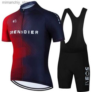 Cykeltröja sätter Cycling Clothing Man Uniform Bib Short Jersey 2023 Summer ineos Shorts Men Men's Shirt Set Compte Pro Team Clothes Sportwear Q231107