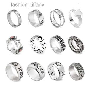 Anéis de banda de marca de designer clássico para homens mulheres jóias de luxo qualidade superior letras pássaros 925 prata anel de moda