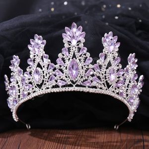 Purple Red Blue Green Crystal Tiara Crown Wedding Party Hair Jewelry Bridal Bride Crown Hair Accessories