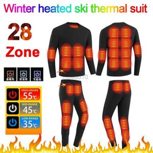 Andra sportartiklar 28 områden Kvinnor Electric Heated Jacket Vest Winter Heated Underwear Men's Ski Suit Heat Clothing Fleece Thermal Long Johns HKD231106