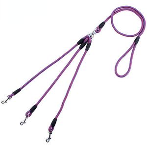 Dog Collars & Leashes 3 Way Couplers Pet Walking Running Leash Lead 55" Long Braided Nylon Double Rope For 3Dogs