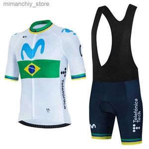 Maglia da ciclismo Set Movistar Maglia da ciclismo Set Abbigliamento estivo MTB Bike Brasile Uniforme Maillot Ropa Ciclismo Uomo Bicyc Sportwear Suit Hombre Q231107