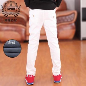 Trousers 3-18T Boys Winter Plus Velvet Pants 2023 Cotton Casual Solid Comfortable Warm 7 Colors High Quality