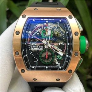 Otomatik mekanik kol saati Richarmill Watch Luxury Watches Mens İsviçre Serisi Mens Otomatik 50x427mm Mens RM1101 Gül Altın Taraf Titanyum Manci WN-FWNC