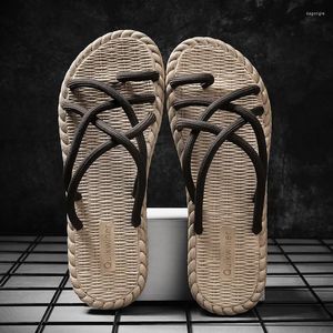 Sandali da uomo Estate Offerta speciale Pantofola Personaggio della moda Corda di cotone intrecciato Sandalo antiscivolo con suola morbida casual all'aperto 39-44