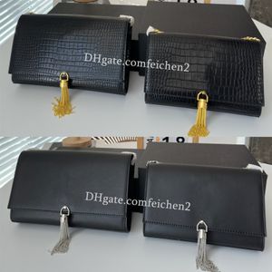 Abendtaschen Damen-Umschlagtasche Goldquastenverzierung Designer-Umhängetasche Cover-Typ-Schulranzen-Alligatormuster Kaviarmuster Modetaschen-Geldbörse mit Box