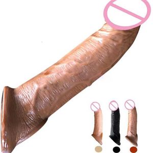 Sex toy massager Cock Rings Extender Silicone Delay Ejaculation Enlarger Realistic Penis Reusable Sleeve Toys for Men