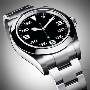 Topp lyxiga Menes Watches Exp Air King Series Black 40mm Dial Automatic Mechanical Movement Steel Brand Designer Watches