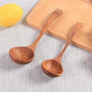 Cucchiai Cucchiaio da portata in legno Mestolo Grande Utensile da cucina per zuppa in legno naturale Stoviglie fatte a mano per cucina Ristorante Porridge