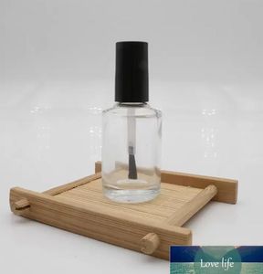 Nuovo flacone vuoto per smalto con pennello Contenitore riutilizzabile Coperchio nero Vetro trasparente Conservazione smalto per unghie 15 ml