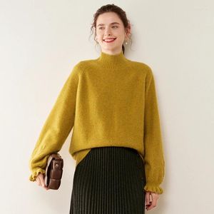 Женские свитера ZOCEPT, утепленный кашемировый свитер высшего качества для женщин, зимняя мода, полуводолазка, свободный вязаный жаккардовый свитер с длинными рукавами