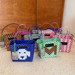 ma-letter Beach Bags women designer bag woven luxurys handbag 10 Color matching shopping bags plastic basket bag purse 230301