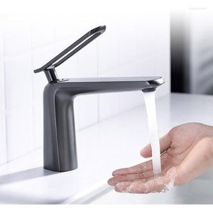 Bathroom Sink Faucets Copper Gun Gray Faucet Pull-out Single Hand Basin Washbasin Cabinet And Cold Kitchen Accessories