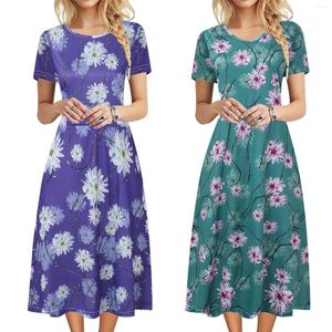 Casual Dresses O Neck Short Sleeve Summer For Women 2023 Teens Bohemian Floral Print T Shirt Loose Dress