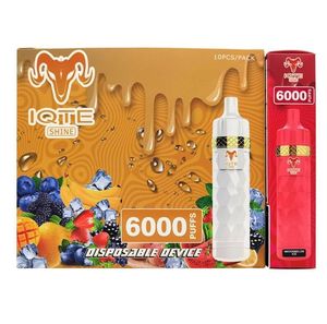 E-Zigaretten 100 % Original IQTE FILEX Shine 6000 Züge 850 mAh Vorgefülltes Gerät Einweg-Vape Autorisiert 10 Farben Cigarrillos Desechables Randm Tornado