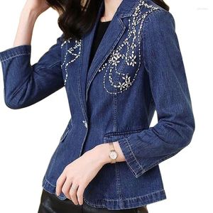 Abiti da donna 2023 Primavera Autunno Vintage Suit Donna Giacca di jeans Casual Top Allentato Corto Denim Outwear Donna Cowboy Cappotto di base R1942