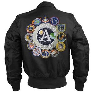 Мужские куртки Apollo Mission Patches Bomber Flight Jacket Мужчины Пилот ВВС Армия Бейсбольное пальто Ветровка Водонепроницаемая мужская одежда оптом YQ231106