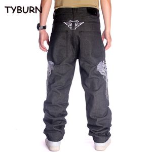 Mens Jeans TYBURN Four Seasons Street Dance Jeans Fashion Men Embroidered Skull Straight Tube Relaxed Skateboarding Pants Oversized 3046 230406